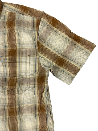 Carhartt Relaxed Fit Lightweight Beige Plaid Short Sleeve Shirt Medium