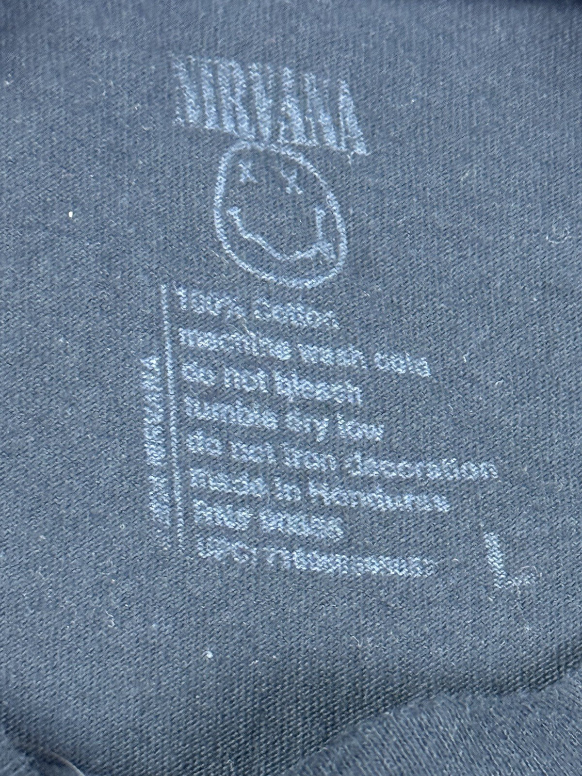 Nirvana Smiley Face Black Graphic Band Top Large