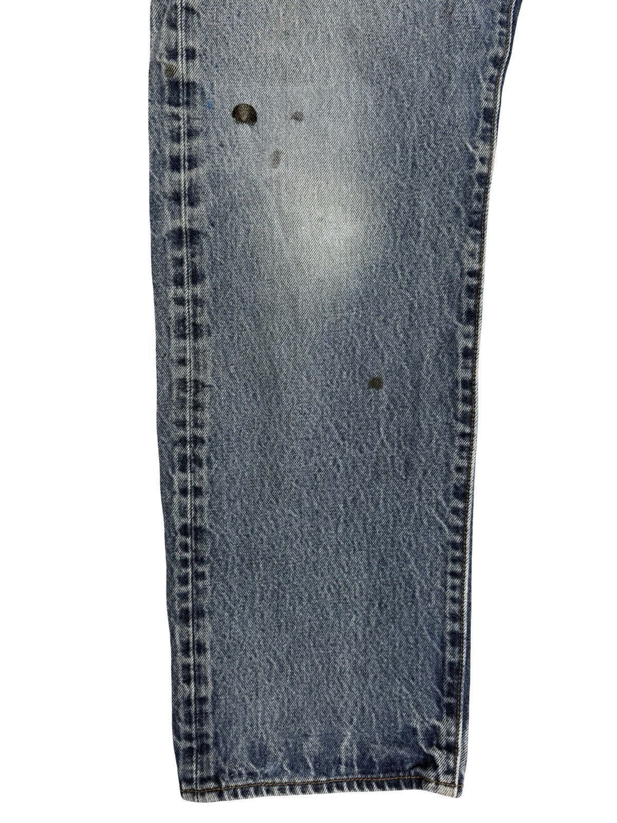 Levi's 501 Blue Straight Leg Distressed Paint Denim Jeans 36W 32L