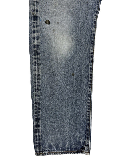 Levi's 501 Blue Straight Leg Distressed Paint Denim Jeans 36W 32L