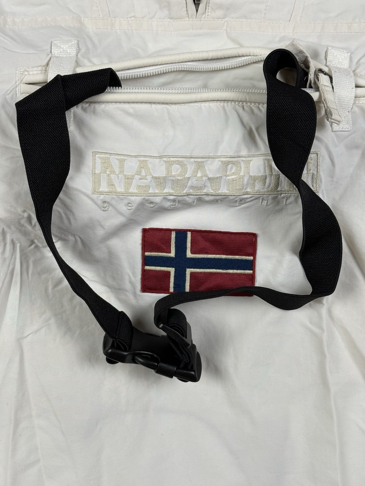Napapijri Geographic White Retro 1/4 Zip Hooded Anorak Jacket Small