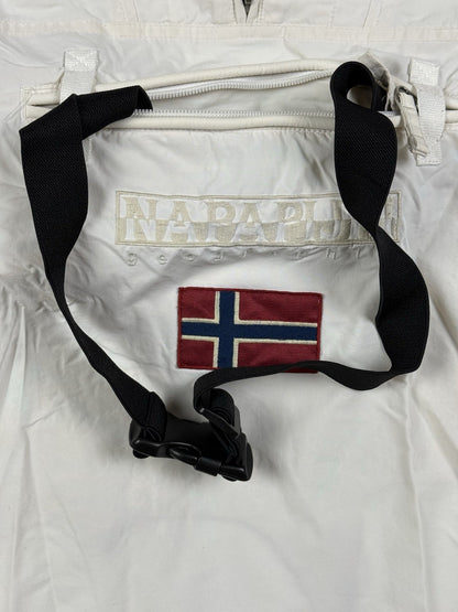 Napapijri Geographic White Retro 1/4 Zip Hooded Anorak Jacket Small