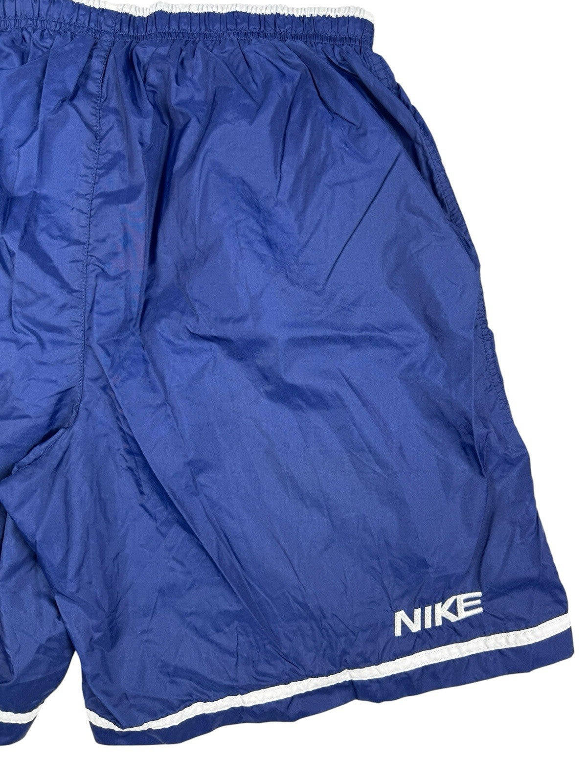 Nike Retro Y2K 00's Blue Lined Spell out Logo Swim Trunk Shorts Large