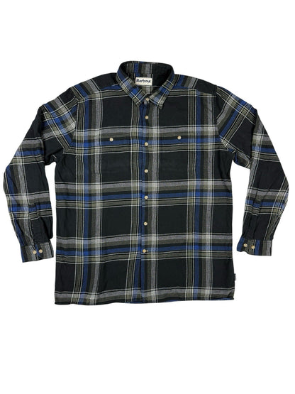 Barbour Black Plaid Check Cotton Button Up Shirt XL