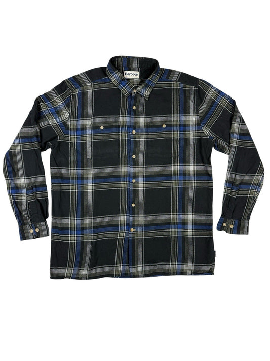 Barbour Black Plaid Check Cotton Button Up Shirt XL