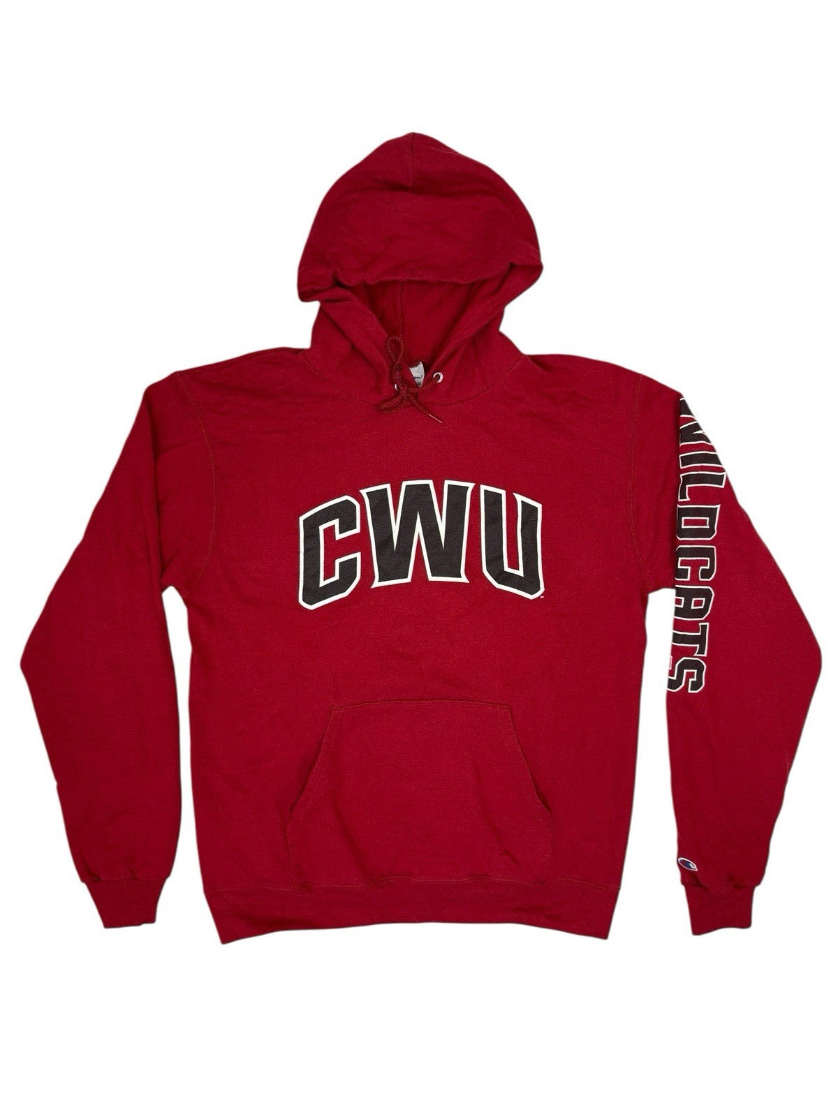 Champion Red CWU Wildcats Sweatshirt Hoodie USA College Medium