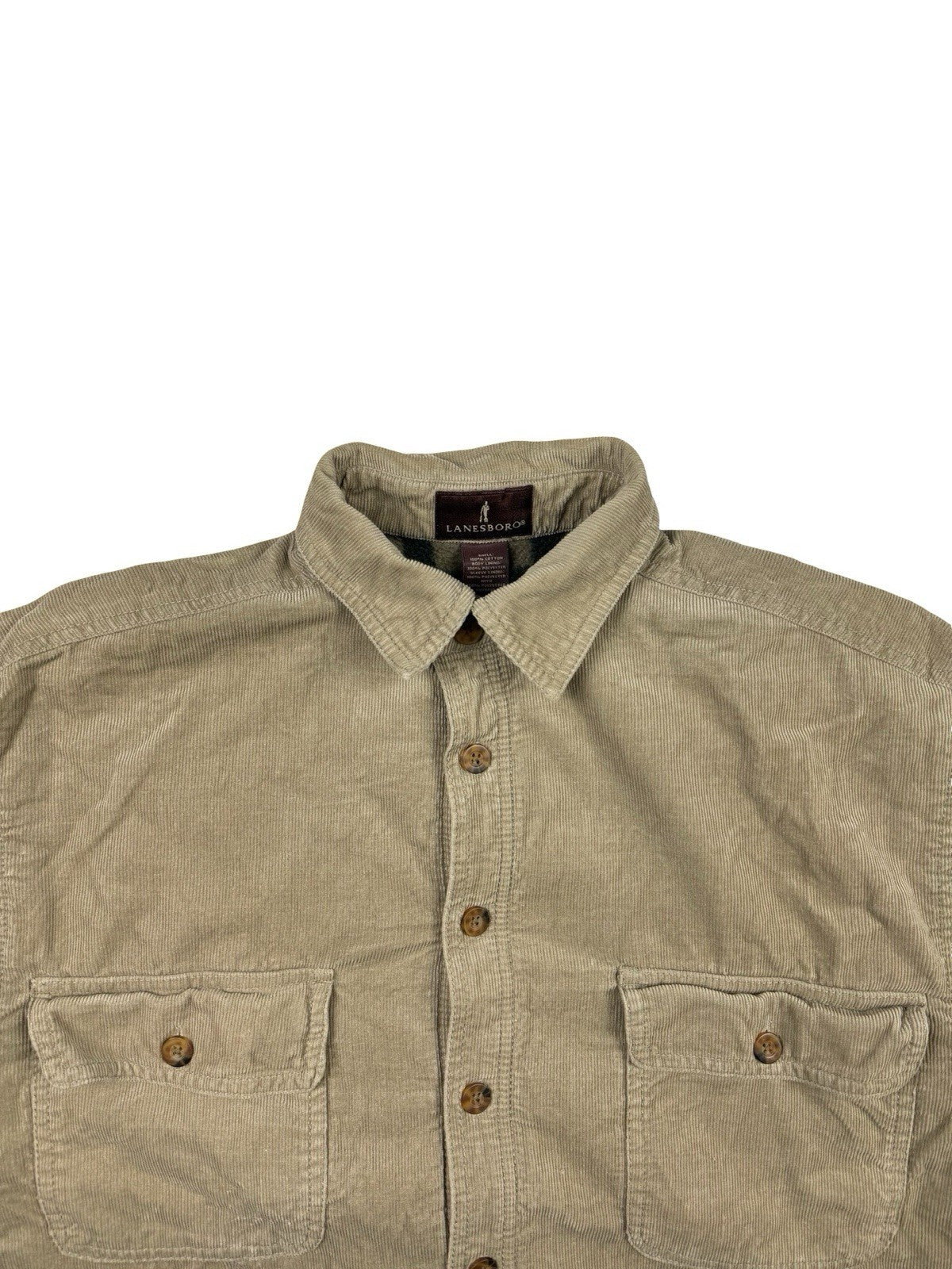 Lanesboro Beige Fleece Lined Corduroy Button Up Jacket Medium