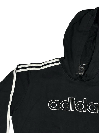Adidas Black Printed 3 Stripe Hoodie Large