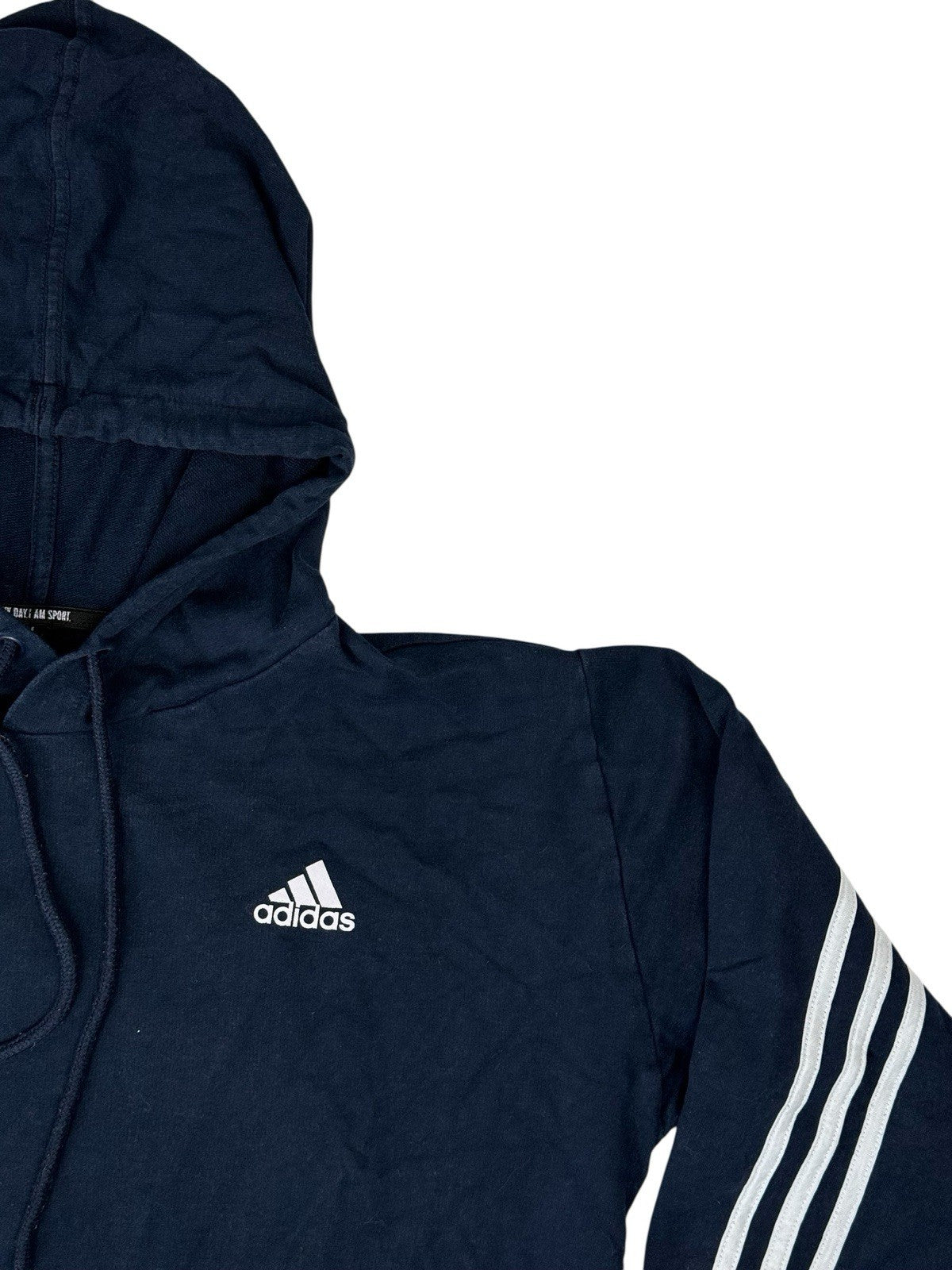 Adidas Blue 3 Stripe Hoodie Medium