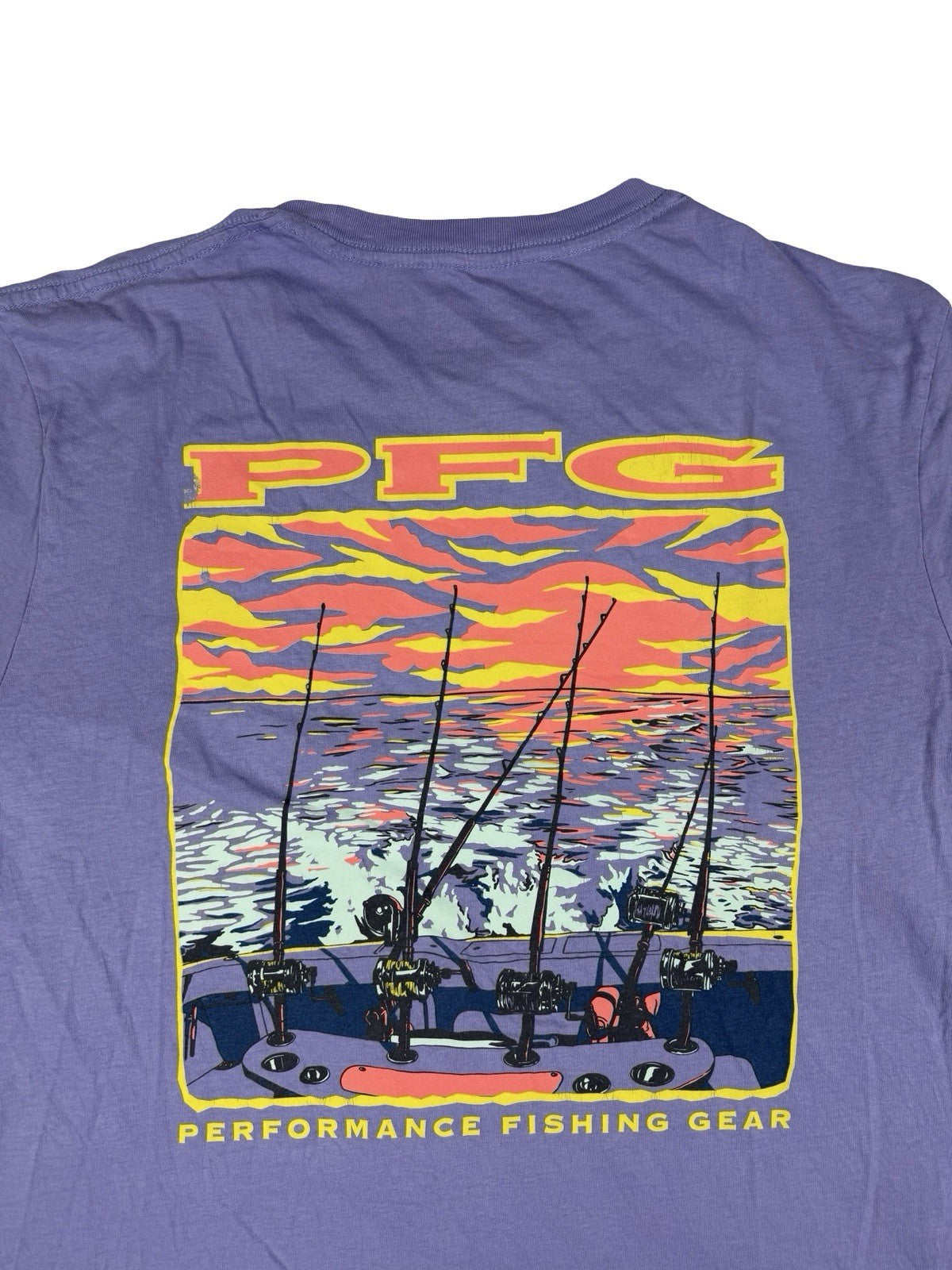 Columbia PFG Purple Fishing Print Cotton Top Large
