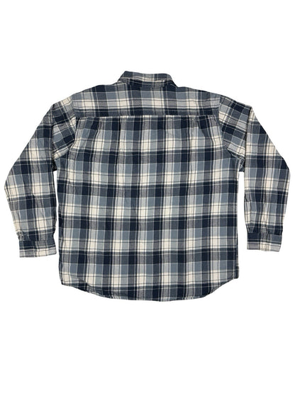 Carhartt Blue Trumbull Relaxed Fit Cotton Plaid Flannel Shirt XL