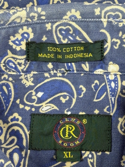 Club Room Retro Blue Cotton Paisley Shirt XL