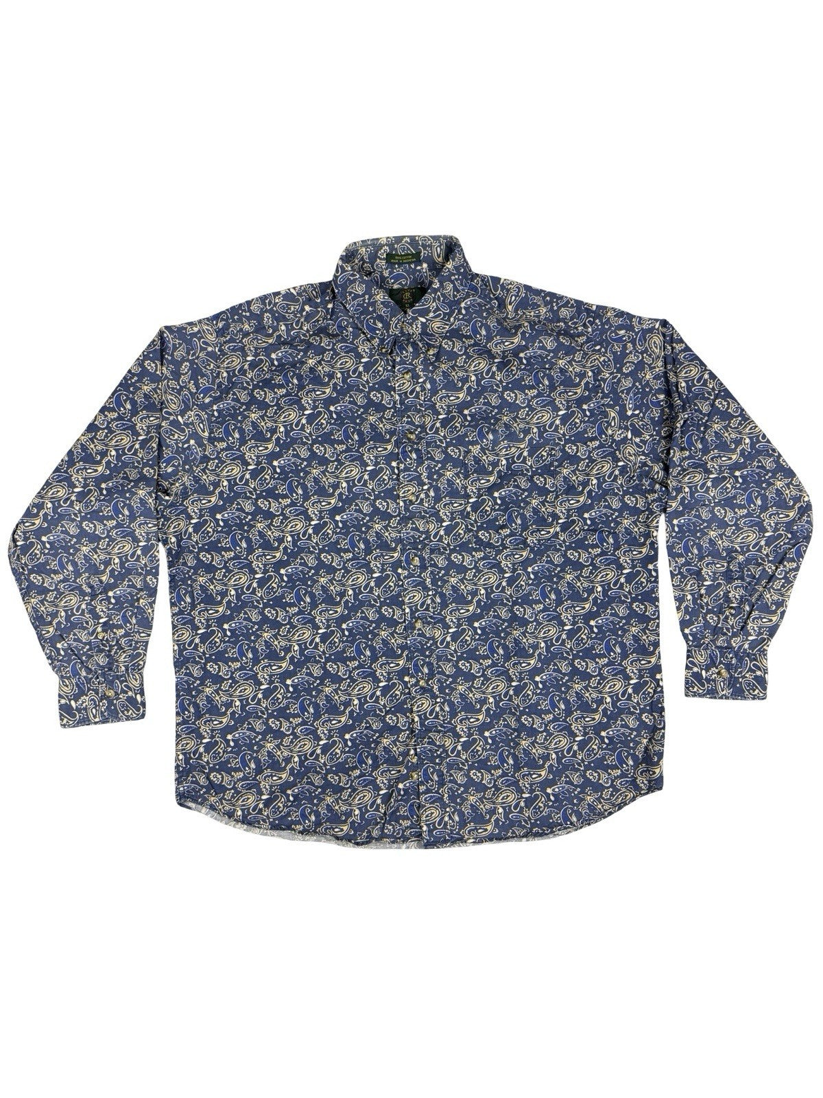 Club Room Retro Blue Cotton Paisley Shirt XL