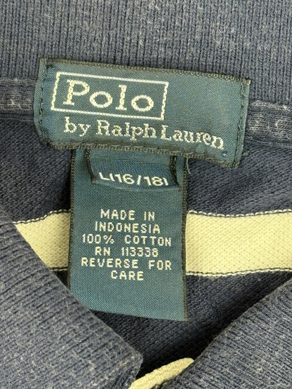 Polo Ralph Lauren Blue Striped Polo Top Size Large (16/18)