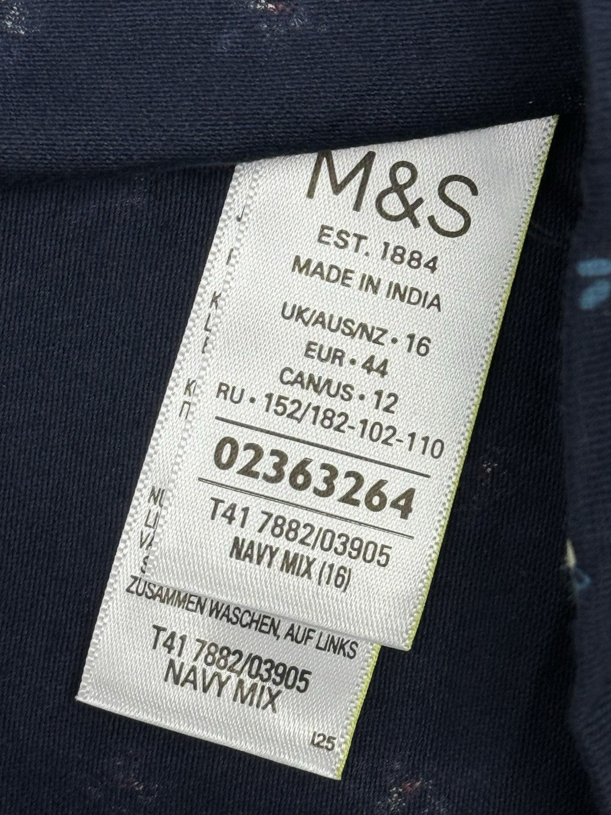 BNWT M&S Blue Floral Cotton Blend Fitted T-Shirt Top