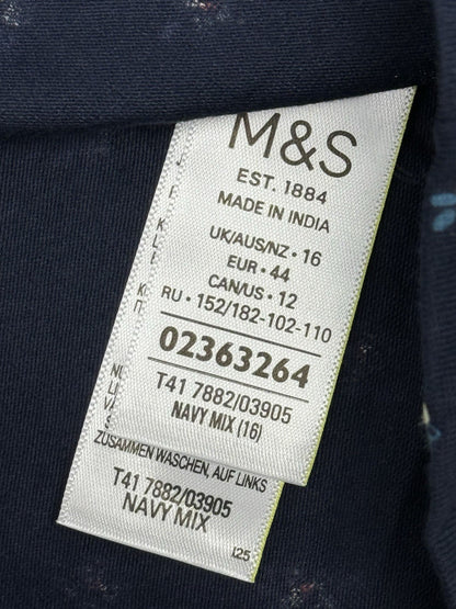 BNWT M&S Blue Floral Cotton Blend Fitted T-Shirt Top