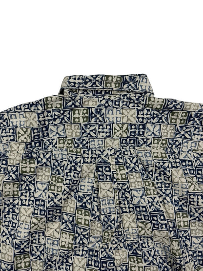 David Taylor Retro Multicolour Floral Pattern Short Sleeve Cotton Shirt Large