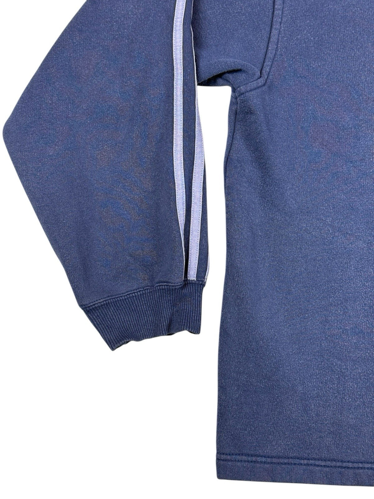 Adidas Vintage Blue Striped V-Neck Jumper Large