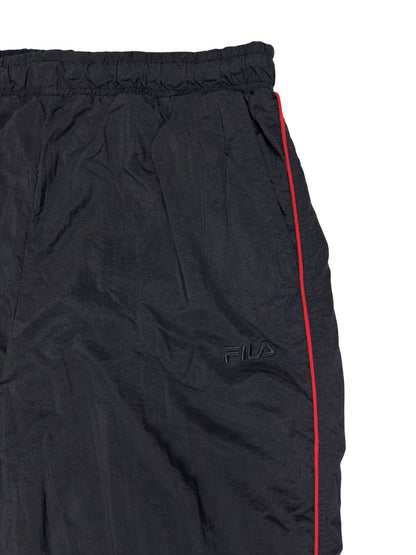 Fila Retro Black Lined Nylon Tracksuit Bottom Trousers XL