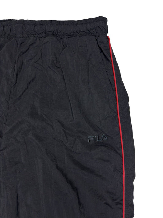 Fila Retro Black Lined Nylon Tracksuit Bottom Trousers XL