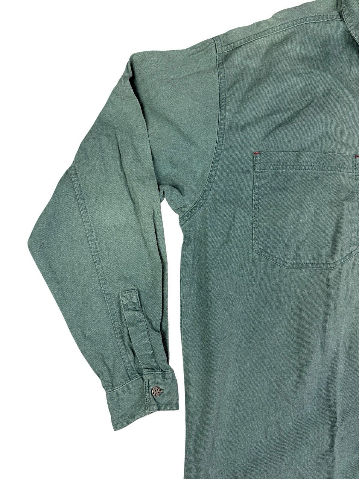 Levi's Vintage 90's Teal Green Button Up Western Cotton Denim Shirt Large