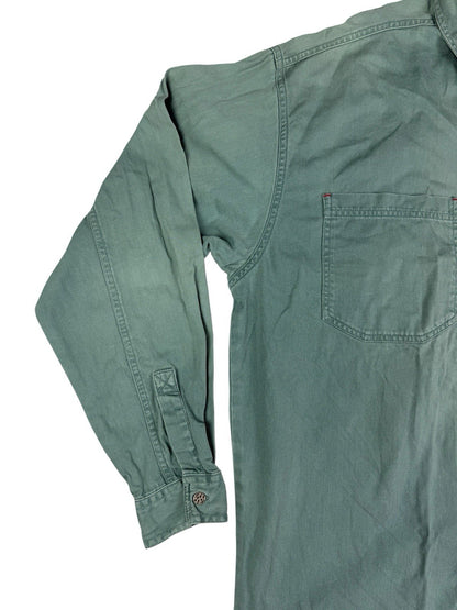 Levi's Vintage 90's Teal Green Button Up Western Cotton Denim Shirt Large