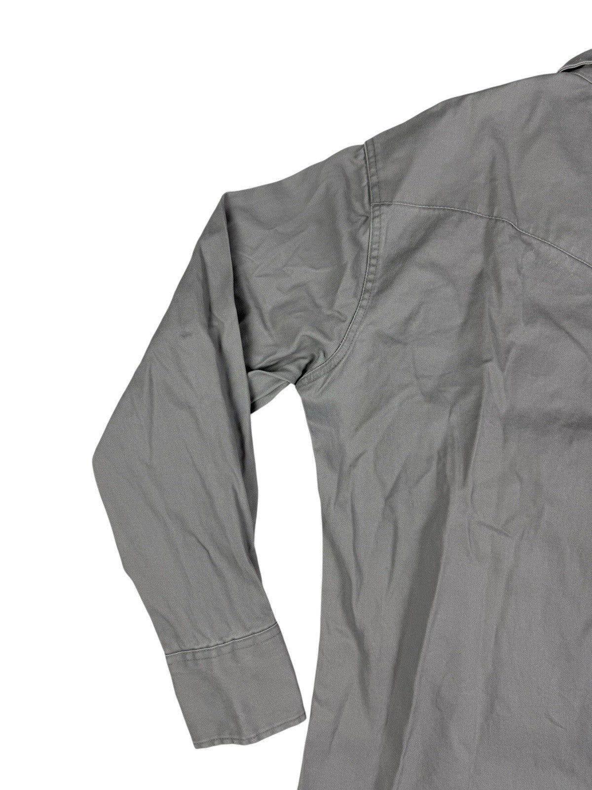 Wrangler Grey Cowboy Cut Pearl Snap Firm Twill Work Shirt Medium