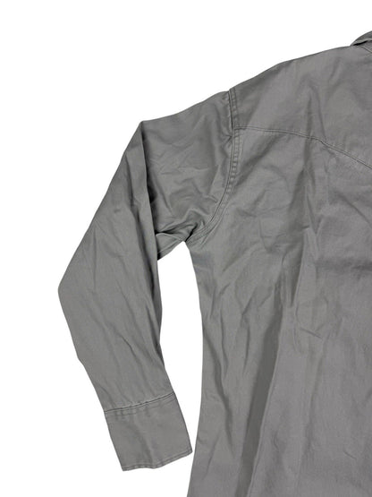 Wrangler Grey Cowboy Cut Pearl Snap Firm Twill Work Shirt Medium