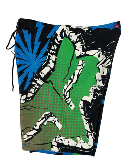 Quiksilver Retro Y2K Crazy Fox Pattern Board Swim Shorts 34W Large