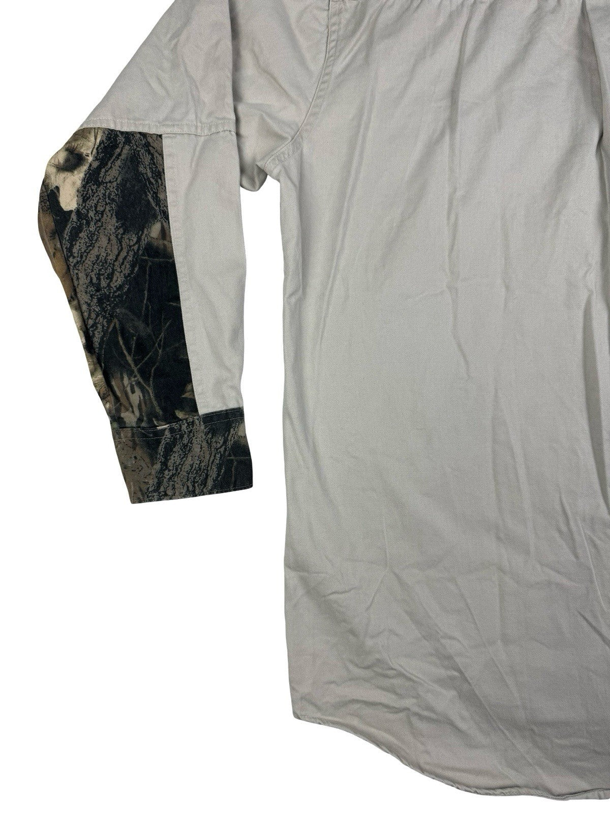 Mossy Oak Vintage Grey Camo Patch Cotton Shirt Size Large Made In USA