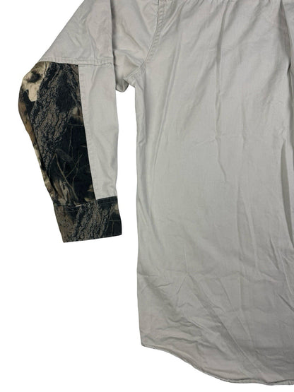Mossy Oak Vintage Grey Camo Patch Cotton Shirt Size Large Made In USA