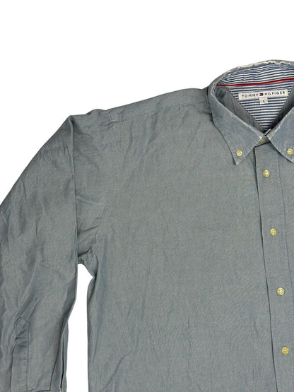 Tommy Hilfiger Retro Blue Collared Shirt Large