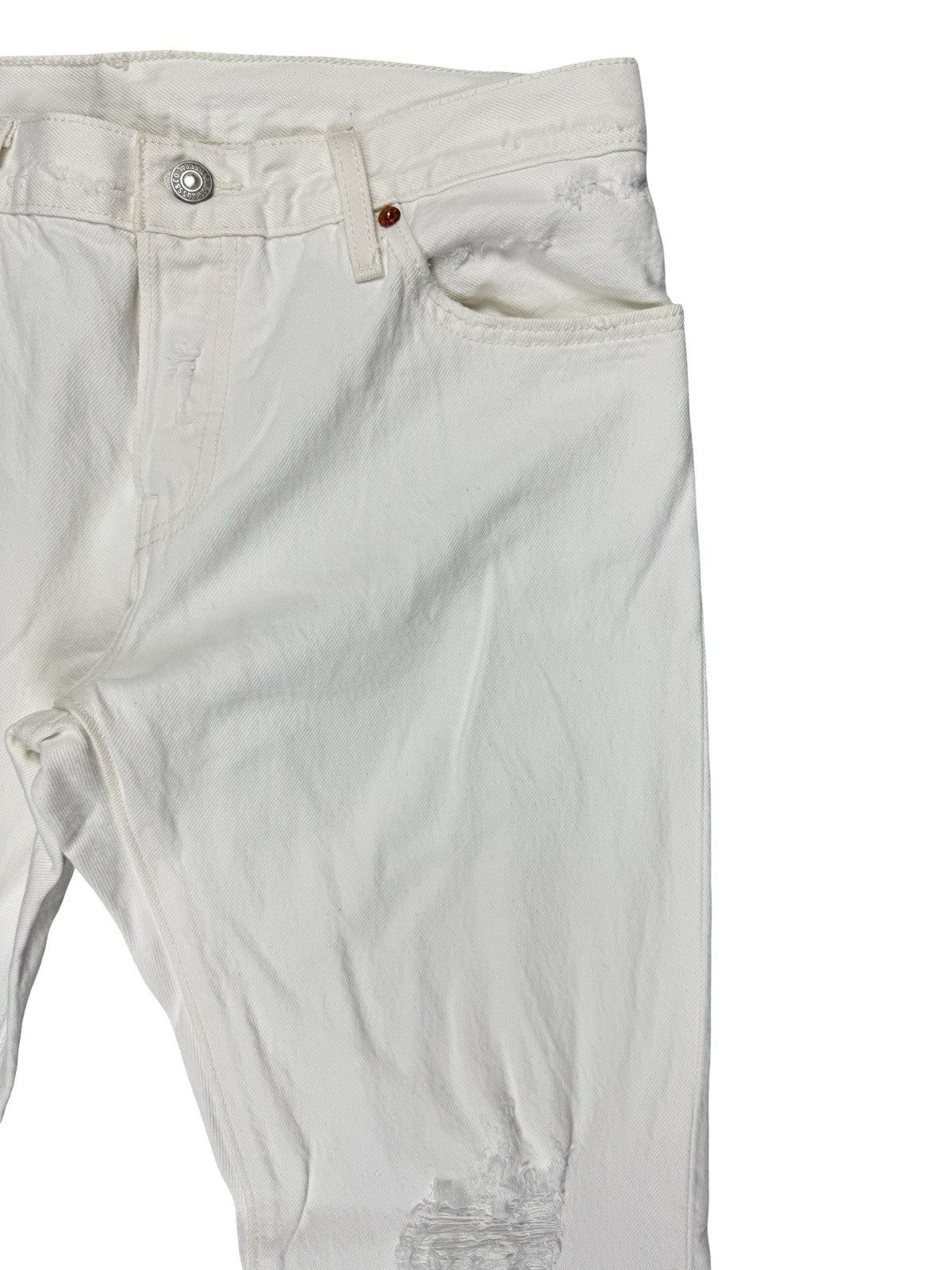 Levi's 501 CT White Distressed Denim Jeans 28W 32L