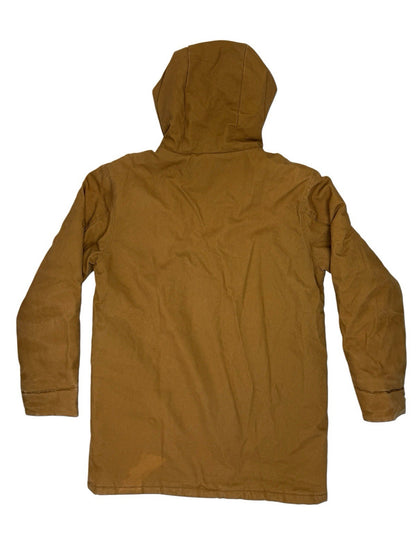 DC Brown Heavyweight Zip Hooded Insulated Denim Long Jacket Medium