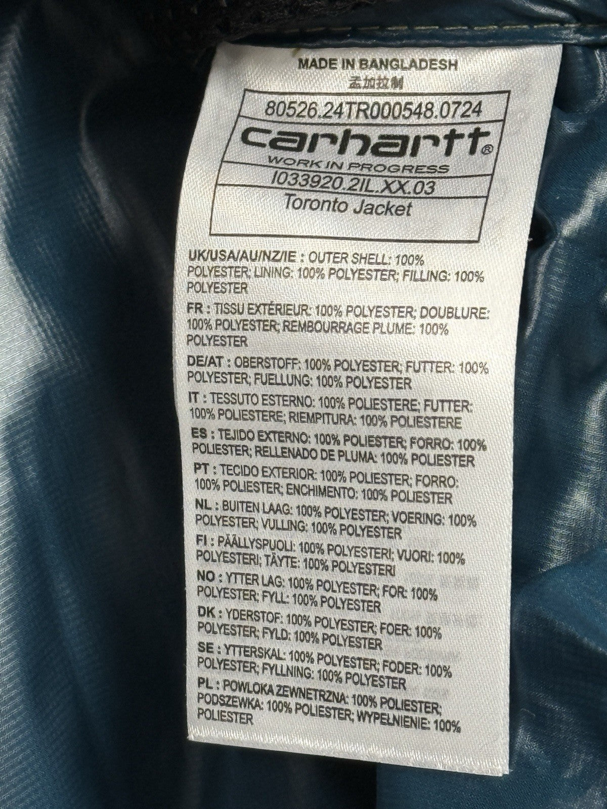 Carhartt WIP Toronto Puffer Jacket Capulet/Duck Blue