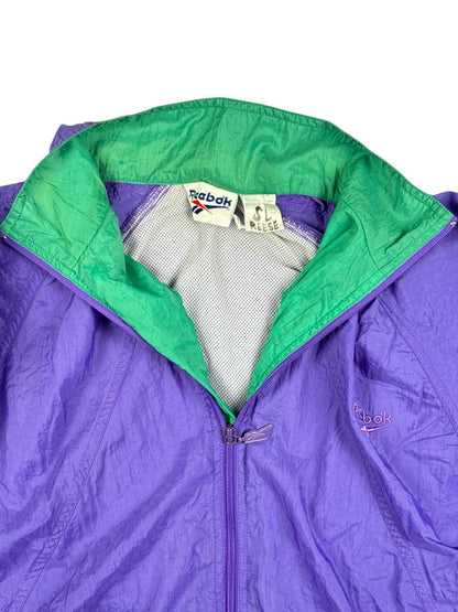 Reebok Retro Purple Nylon Zip Track Jacket Large