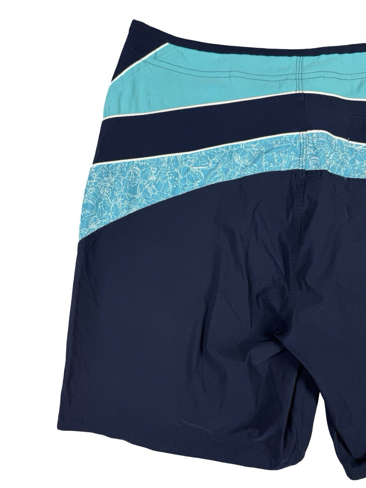 Nike Retro Blue Mesh Web Lined Swim Trunk Board Shorts Size Large (36)
