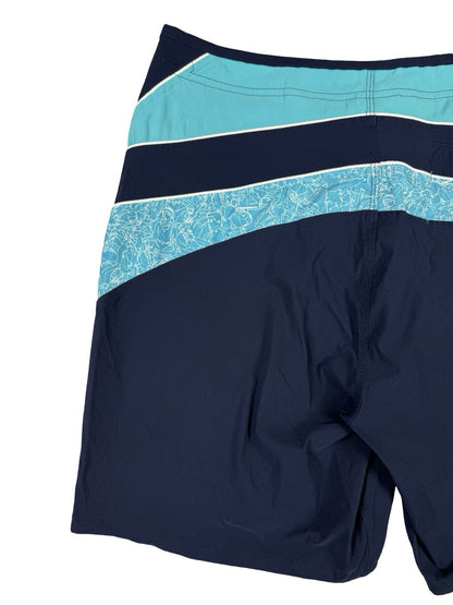 Nike Retro Blue Mesh Web Lined Swim Trunk Board Shorts Size Large (36)