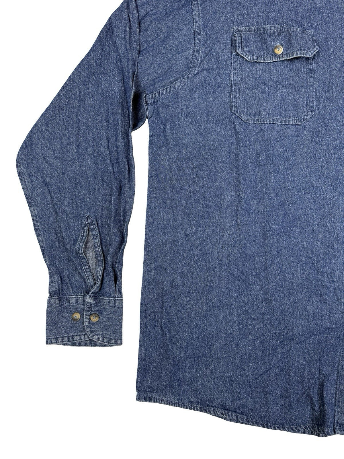 Wrangler Blue Cotton Long Sleeve Denim Shirt Large