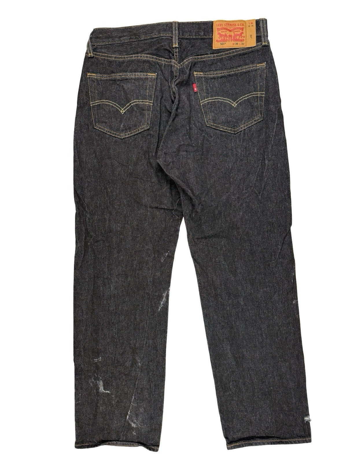 Levi's 501 Dark Blue Denim Grunge Jeans 36W 32L