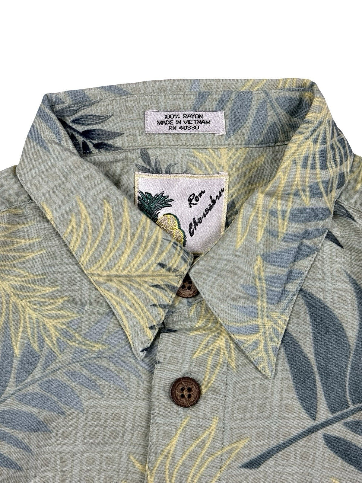 Ron Chereskin Vintage Green Hawaiian Floral Shirt Medium