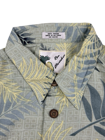 Ron Chereskin Vintage Green Hawaiian Floral Shirt Medium