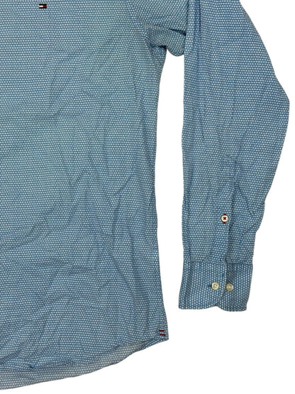 Tommy Hilfiger Blue Polka Dot Collared Shirt Large
