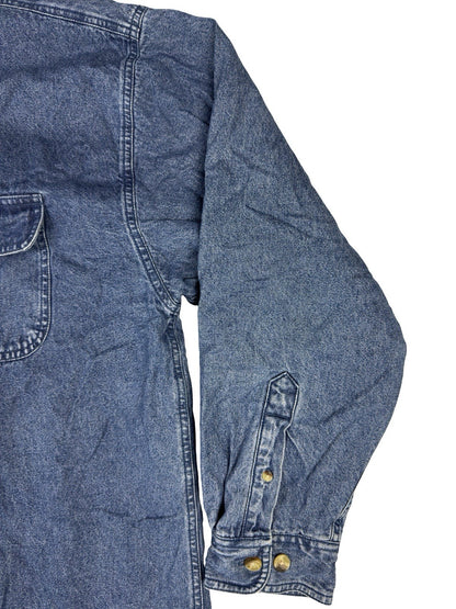 Sun River Vintage Blue Denim Fleece Lined Shirt Jacket Large