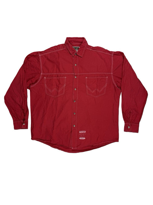 Wrangler Red Vintage 90's Snap Western Shirt Large