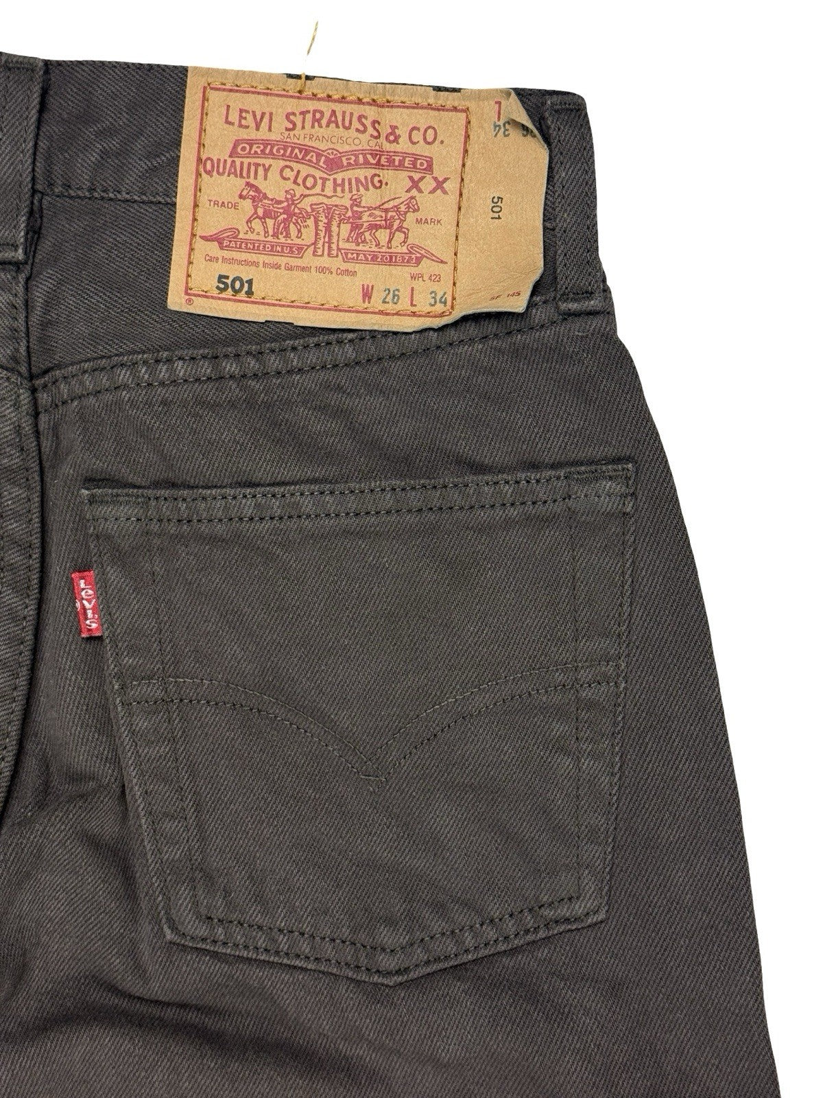 Levi's 501 Vintage Brown Straight Leg Denim Jeans 26W 34L