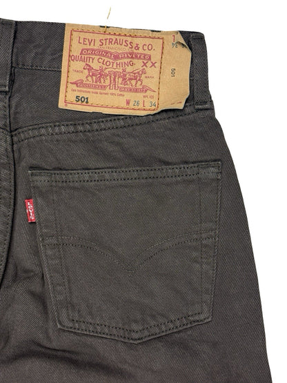 Levi's 501 Vintage Brown Straight Leg Denim Jeans 26W 34L