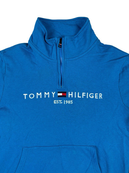 Tommy Hilfiger Blue 1/4 Zip Embroidered Jumper Medium