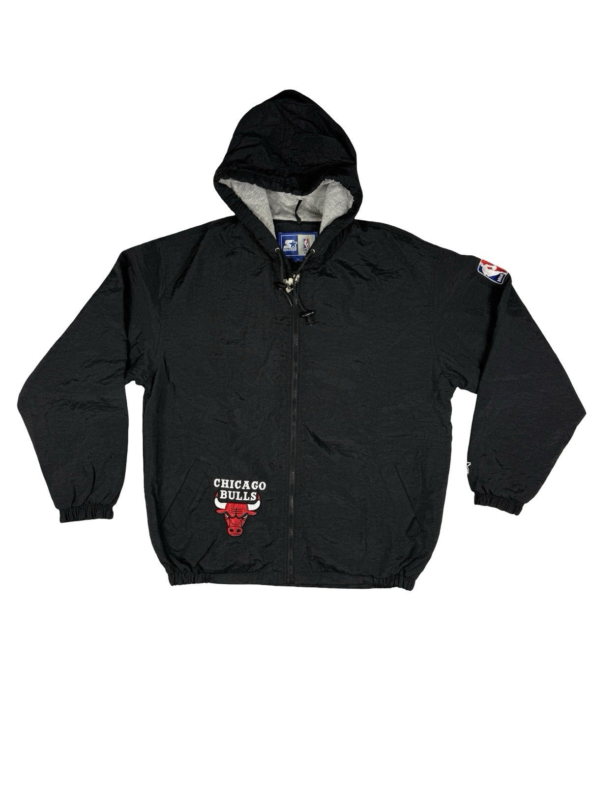 Starter Vintage 90s Black Chicago Bulls NBA Zip Windbreaker Track Jacket Medium