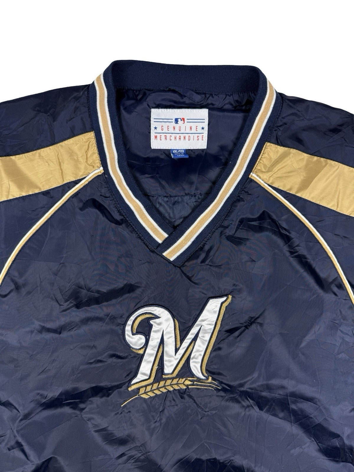 MLB Milwaukee Brewers Blue Pullover Windbreaker Jumper Jacket 2XL